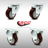Service Caster 3.5 Inch SS Maroon Polyurethane Swivel Top Plate Caster Set with 2 Rigid SCC SCC-SS20S3514-PPUB-MRN-2-R3514-2